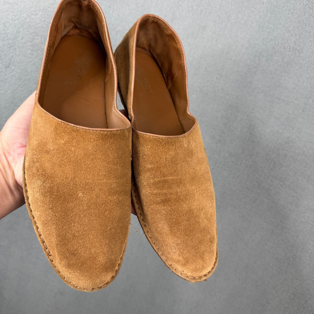 Vince Glyn Camel Suede Almond Toe Slip On Loafers Flats Womens Size 7M EUR 37 - Picture 2 of 8